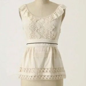 Vintage Anthropologie Floreat High Tea Blouse Lace Ruffle
